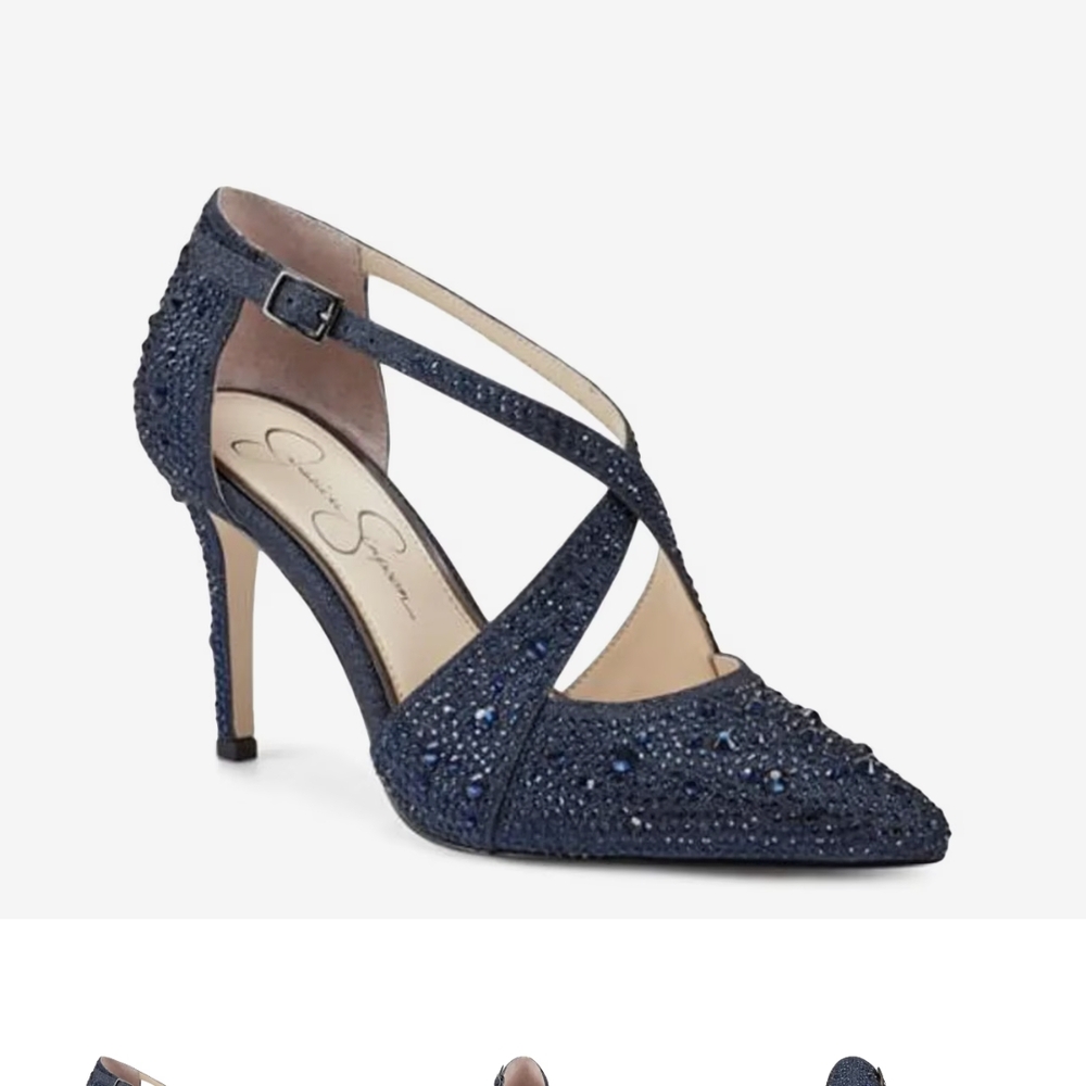 Women's Blue Embellished Heels